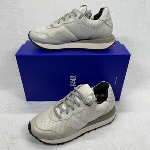 P448 Cancun Sneakers‎ Metallic Silver Leather Low Top Casual Shoes Size 40